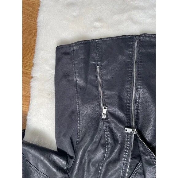 Baccini Sz XL Plus Black Moto Jacket Faux Leather Studded Punk Biker Grunge Rock - Picture 15 of 15